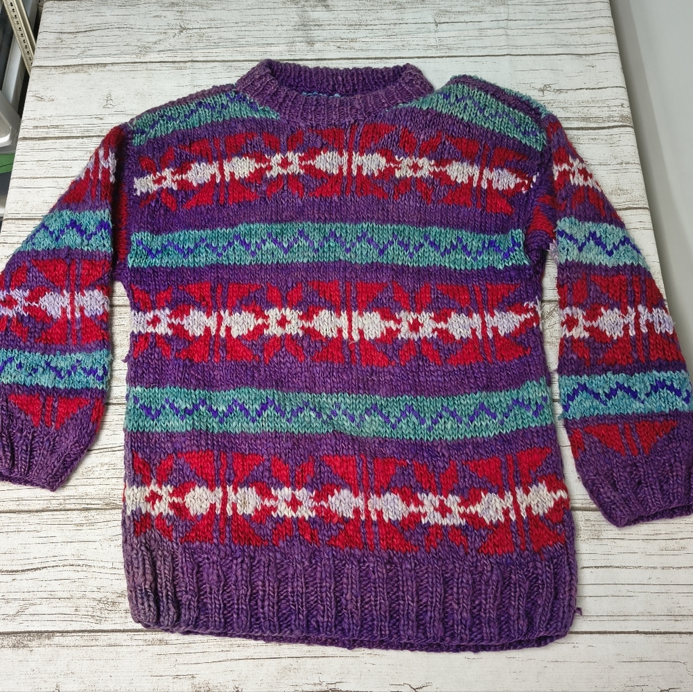 Handmade Oversized Knit Colorful Striped Sweater